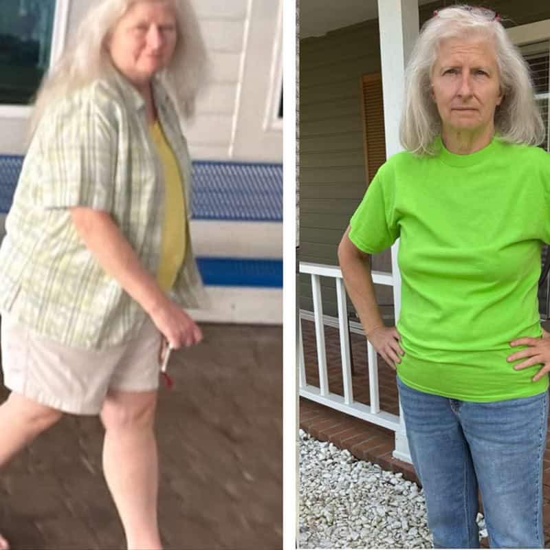 Ann — Regal Weight Loss member who lost 80 pounds. Before and after photo.